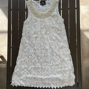 ANGIE RETRO EMBROIDERED PEARL LACE MINI DRESS!!